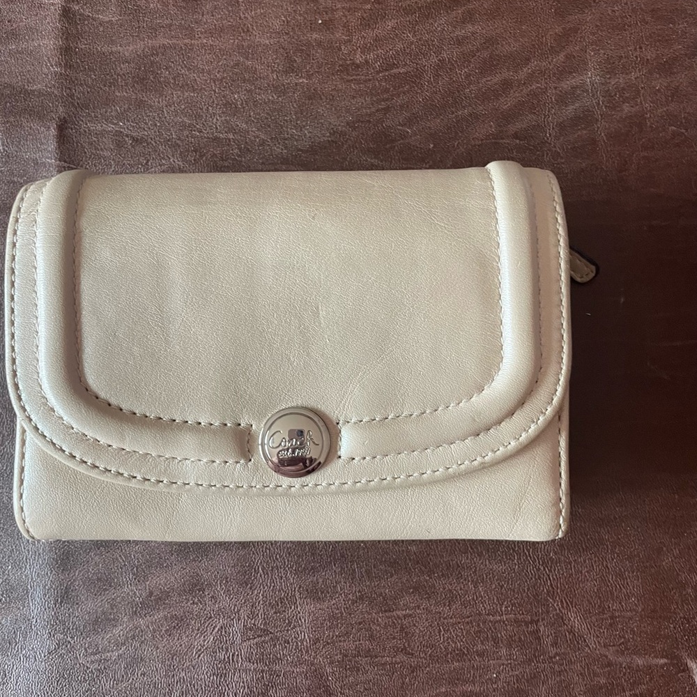 Coach wallet cream pearlized color 6” long by 4”wide